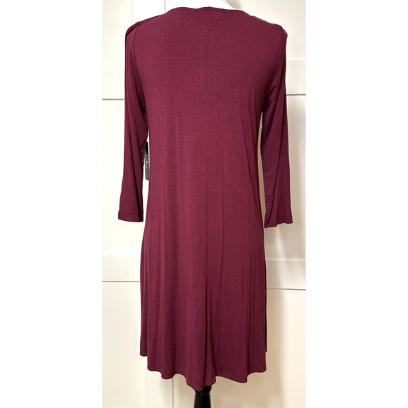 Lulus Twirl Power Dress Swing Womens Sz L Burgundy‎ Stretch Pockets Knee Length - Picture 3 of 10